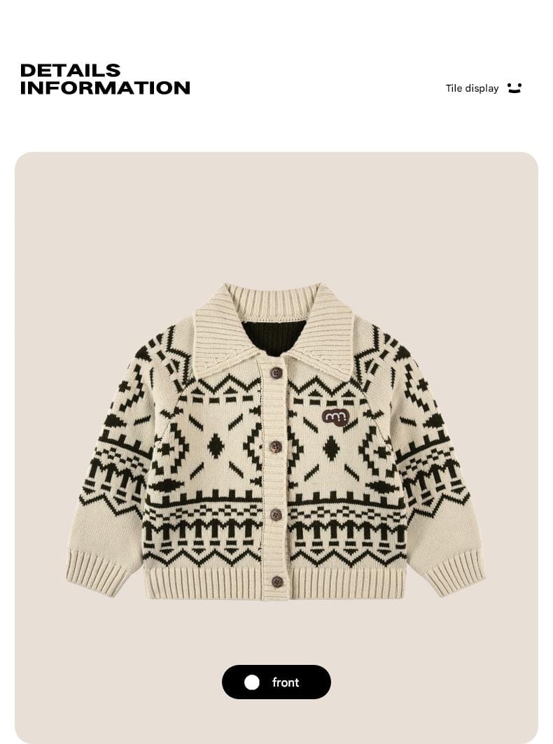 カーディガン・パーカー 長袖カーディガン フェアアイル柄 ニット素材 襟付きジャケット ボタン【mh0011310】