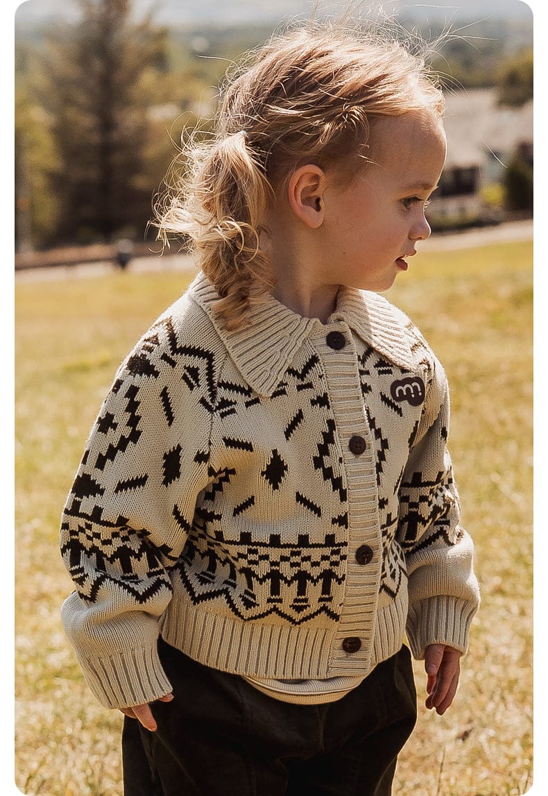 カーディガン・パーカー 長袖カーディガン フェアアイル柄 ニット素材 襟付きジャケット ボタン【mh0011310】