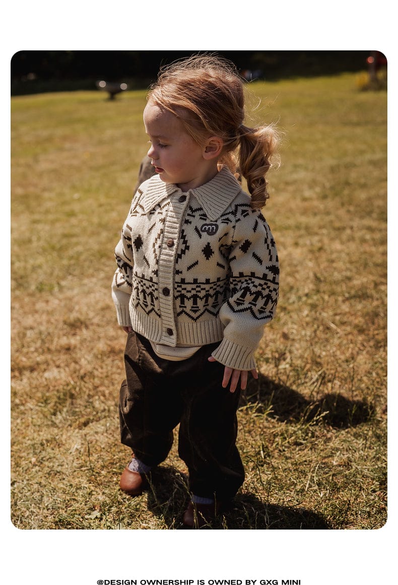 カーディガン・パーカー 長袖カーディガン フェアアイル柄 ニット素材 襟付きジャケット ボタン【mh0011310】