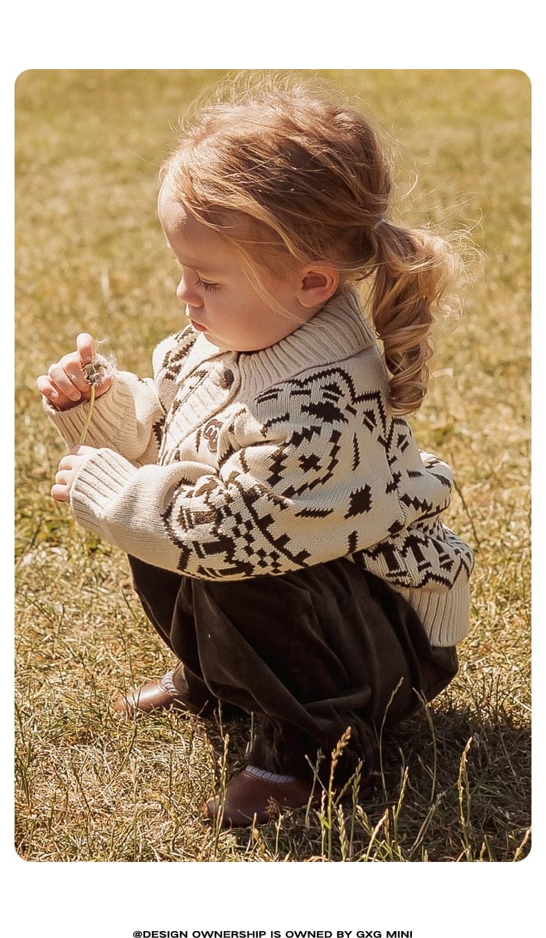 カーディガン・パーカー 長袖カーディガン フェアアイル柄 ニット素材 襟付きジャケット ボタン【mh0011310】