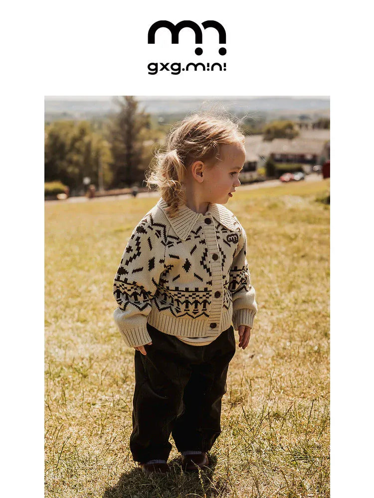 カーディガン・パーカー 長袖カーディガン フェアアイル柄 ニット素材 襟付きジャケット ボタン【mh0011310】