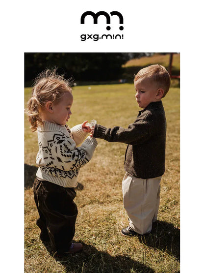 カーディガン・パーカー 長袖カーディガン フェアアイル柄 ニット素材 襟付きジャケット ボタン【mh0011310】