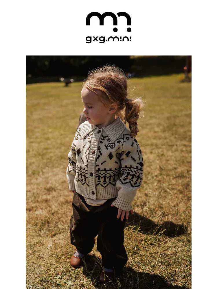 カーディガン・パーカー 長袖カーディガン フェアアイル柄 ニット素材 襟付きジャケット ボタン【mh0011310】