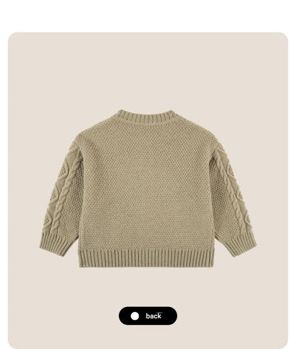 カーディガン・パーカー 長袖カーディガン ウール混紡 ケーブル編み クルーネック ボタン【mh0011315】