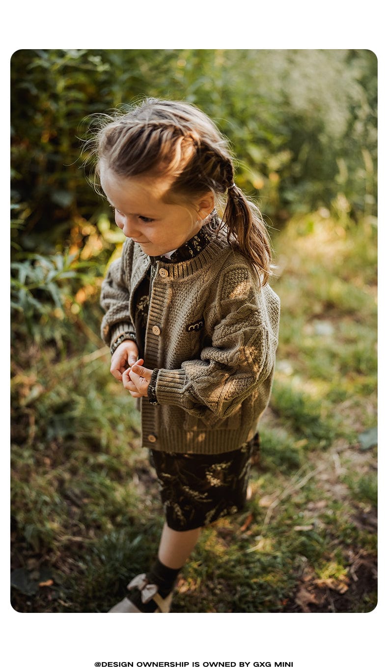 カーディガン・パーカー 長袖カーディガン ウール混紡 ケーブル編み クルーネック ボタン【mh0011315】