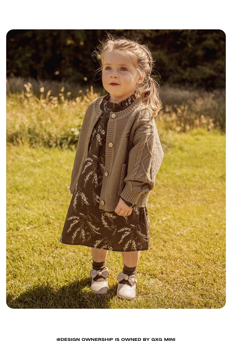 カーディガン・パーカー 長袖カーディガン ウール混紡 ケーブル編み クルーネック ボタン【mh0011315】