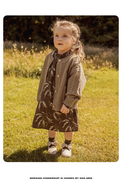 カーディガン・パーカー 長袖カーディガン ウール混紡 ケーブル編み クルーネック ボタン【mh0011315】