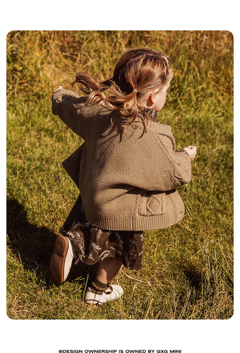 カーディガン・パーカー 長袖カーディガン ウール混紡 ケーブル編み クルーネック ボタン【mh0011315】