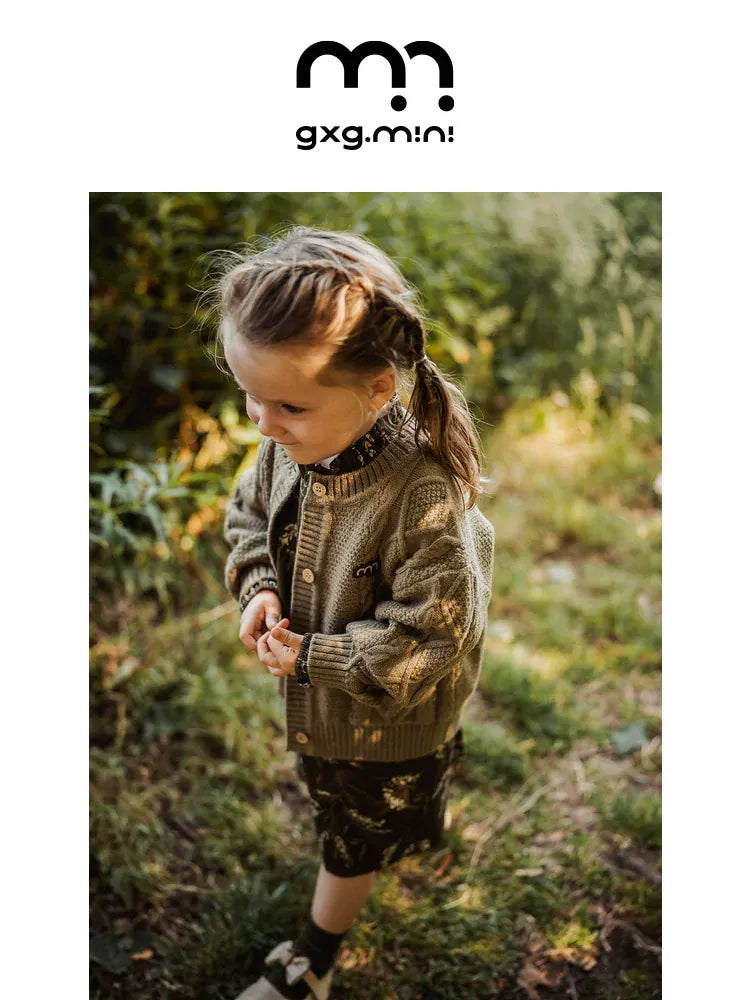 カーディガン・パーカー 長袖カーディガン ウール混紡 ケーブル編み クルーネック ボタン【mh0011315】