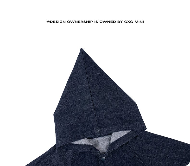 ショートコート・ジャケット・ジャンパー 長袖ジャケット デニム素材 フード付き ポンチョ風 アウター【mh0011317】