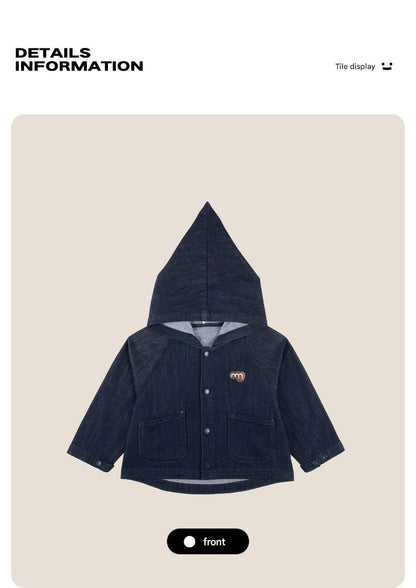 ショートコート・ジャケット・ジャンパー 長袖ジャケット デニム素材 フード付き ポンチョ風 アウター【mh0011317】