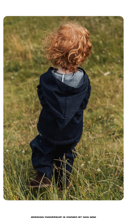 ショートコート・ジャケット・ジャンパー 長袖ジャケット デニム素材 フード付き ポンチョ風 アウター【mh0011317】