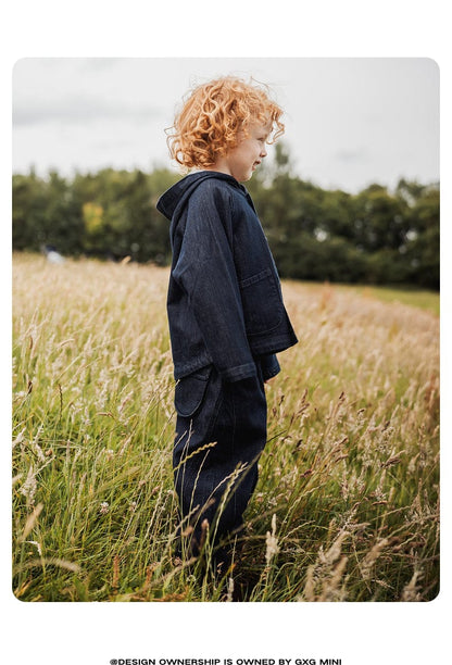 ショートコート・ジャケット・ジャンパー 長袖ジャケット デニム素材 フード付き ポンチョ風 アウター【mh0011317】