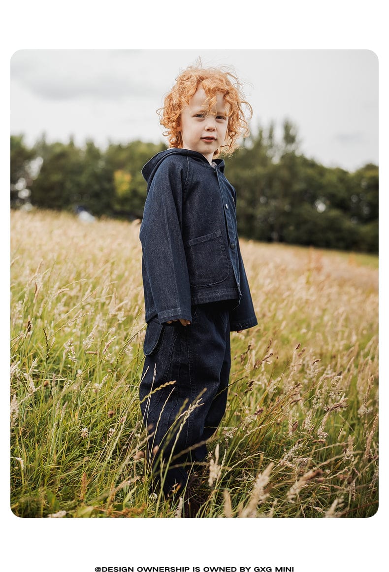 ショートコート・ジャケット・ジャンパー 長袖ジャケット デニム素材 フード付き ポンチョ風 アウター【mh0011317】