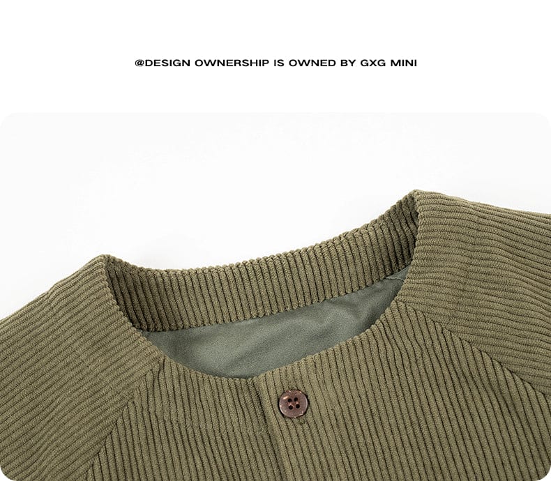 ショートコート・ジャケット・ジャンパー 長袖ジャケット コーデュロイ ノーカラー レトロ アウター【mh0011318】