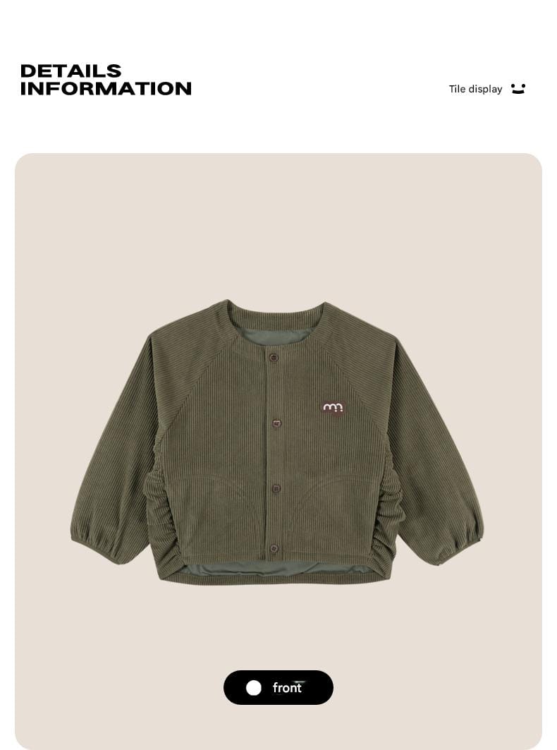 ショートコート・ジャケット・ジャンパー 長袖ジャケット コーデュロイ ノーカラー レトロ アウター【mh0011318】