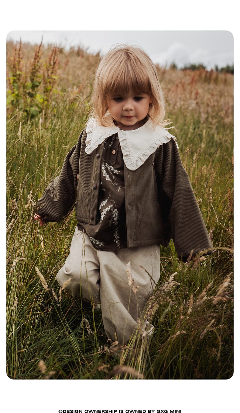 ショートコート・ジャケット・ジャンパー 長袖ジャケット コーデュロイ ノーカラー レトロ アウター【mh0011318】