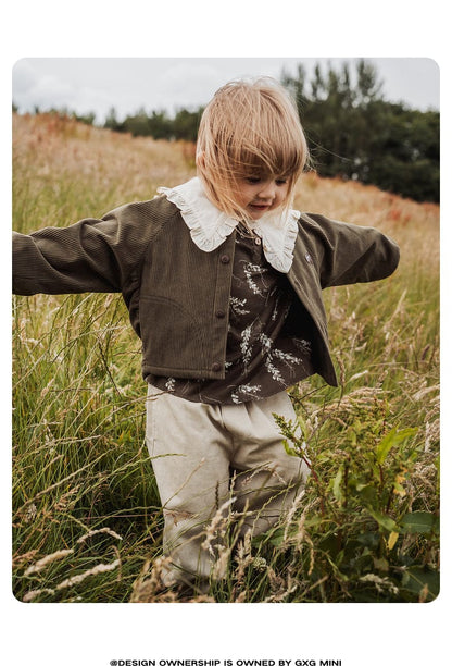 ショートコート・ジャケット・ジャンパー 長袖ジャケット コーデュロイ ノーカラー レトロ アウター【mh0011318】