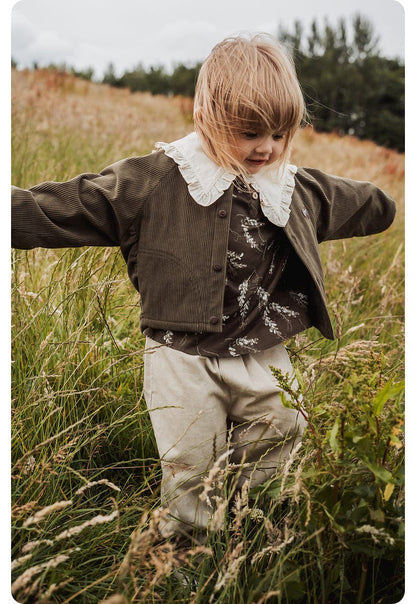 ショートコート・ジャケット・ジャンパー 長袖ジャケット コーデュロイ ノーカラー レトロ アウター【mh0011318】