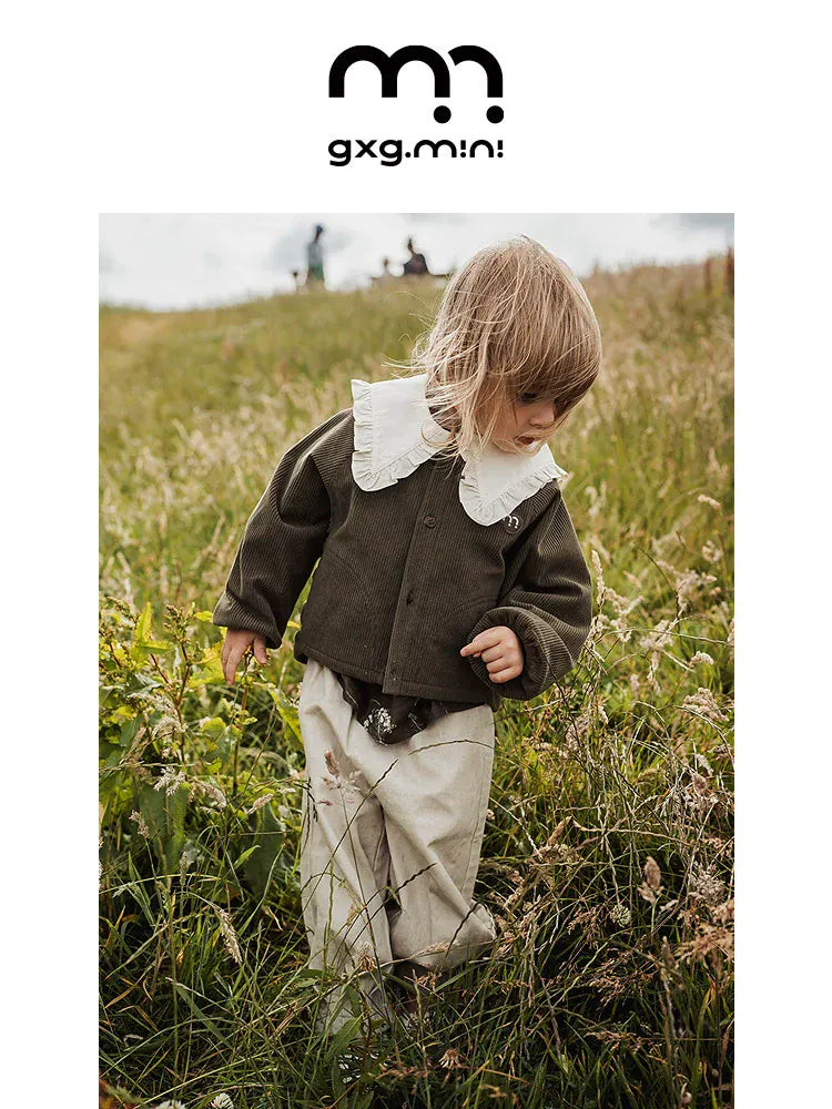 ショートコート・ジャケット・ジャンパー 長袖ジャケット コーデュロイ ノーカラー レトロ アウター【mh0011318】