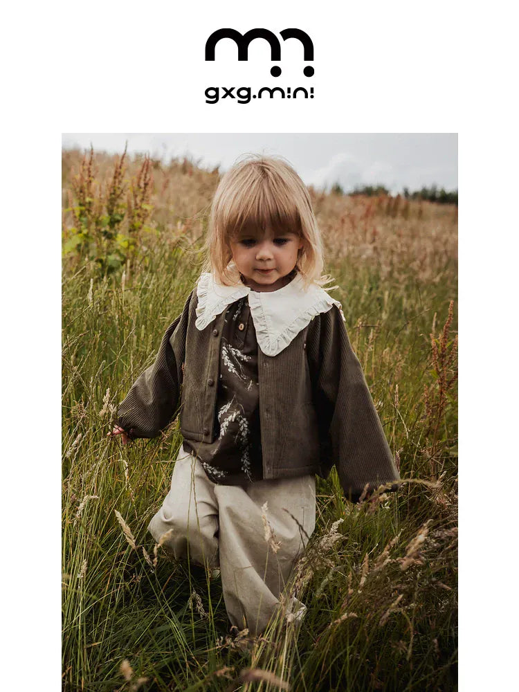 ショートコート・ジャケット・ジャンパー 長袖ジャケット コーデュロイ ノーカラー レトロ アウター【mh0011318】