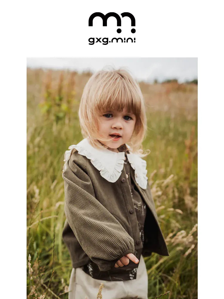 ショートコート・ジャケット・ジャンパー 長袖ジャケット コーデュロイ ノーカラー レトロ アウター【mh0011318】