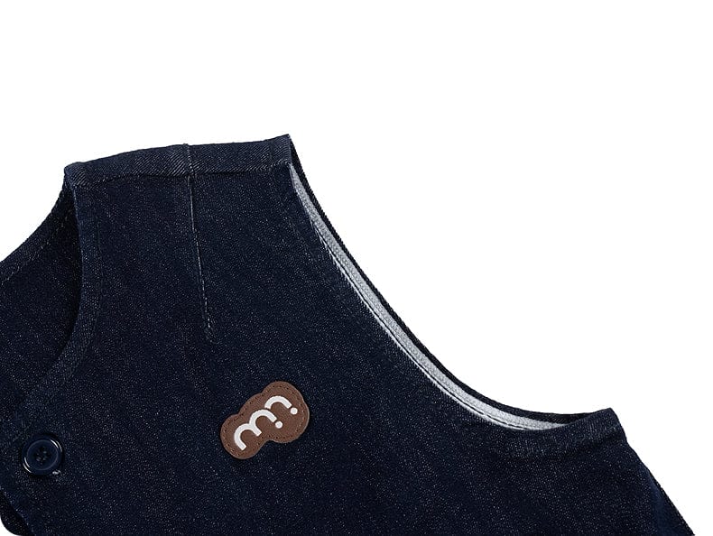 ベスト ベスト デニム素材 ノーカラー ボタン留め ゆったり アウター【mh0011322】