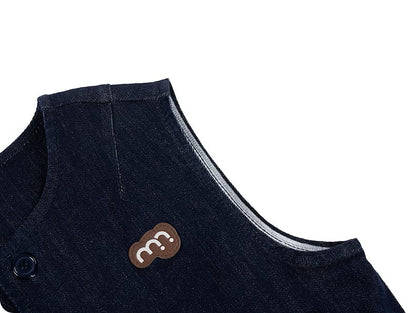 ベスト ベスト デニム素材 ノーカラー ボタン留め ゆったり アウター【mh0011322】