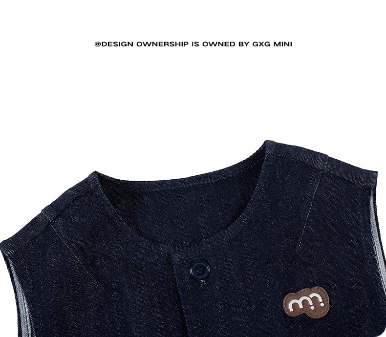 ベスト ベスト デニム素材 ノーカラー ボタン留め ゆったり アウター【mh0011322】