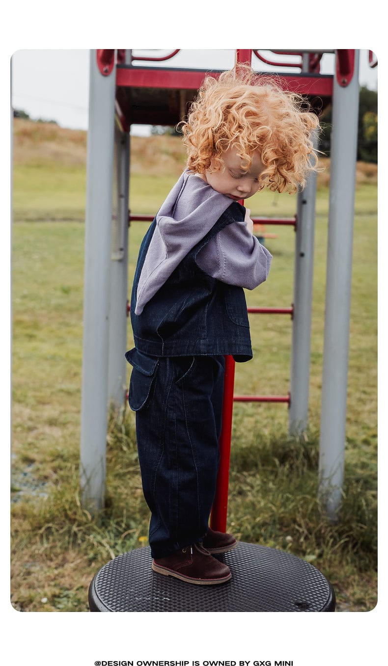 ベスト ベスト デニム素材 ノーカラー ボタン留め ゆったり アウター【mh0011322】