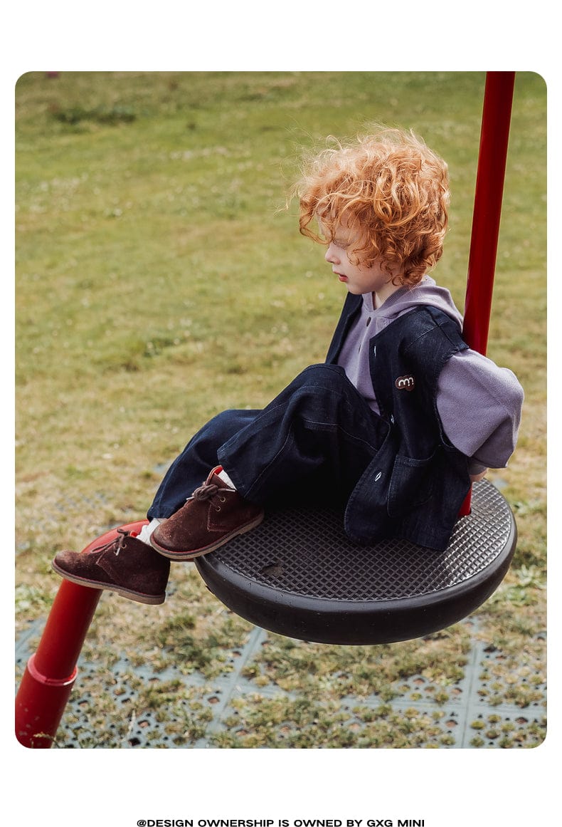 ベスト ベスト デニム素材 ノーカラー ボタン留め ゆったり アウター【mh0011322】