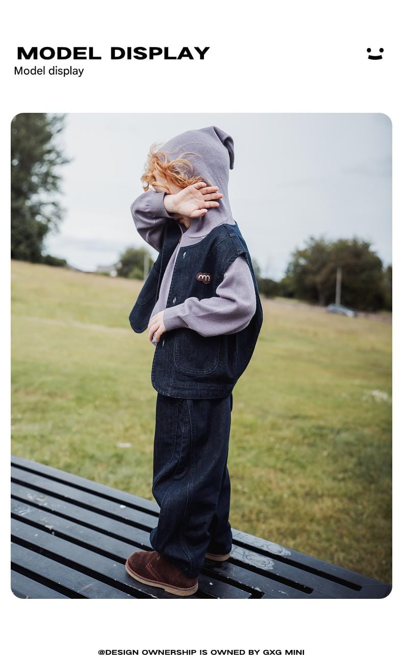 ベスト ベスト デニム素材 ノーカラー ボタン留め ゆったり アウター【mh0011322】