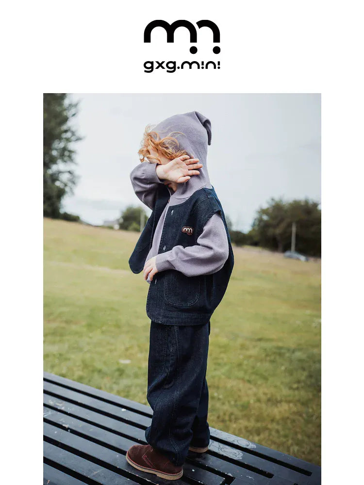 ベスト ベスト デニム素材 ノーカラー ボタン留め ゆったり アウター【mh0011322】