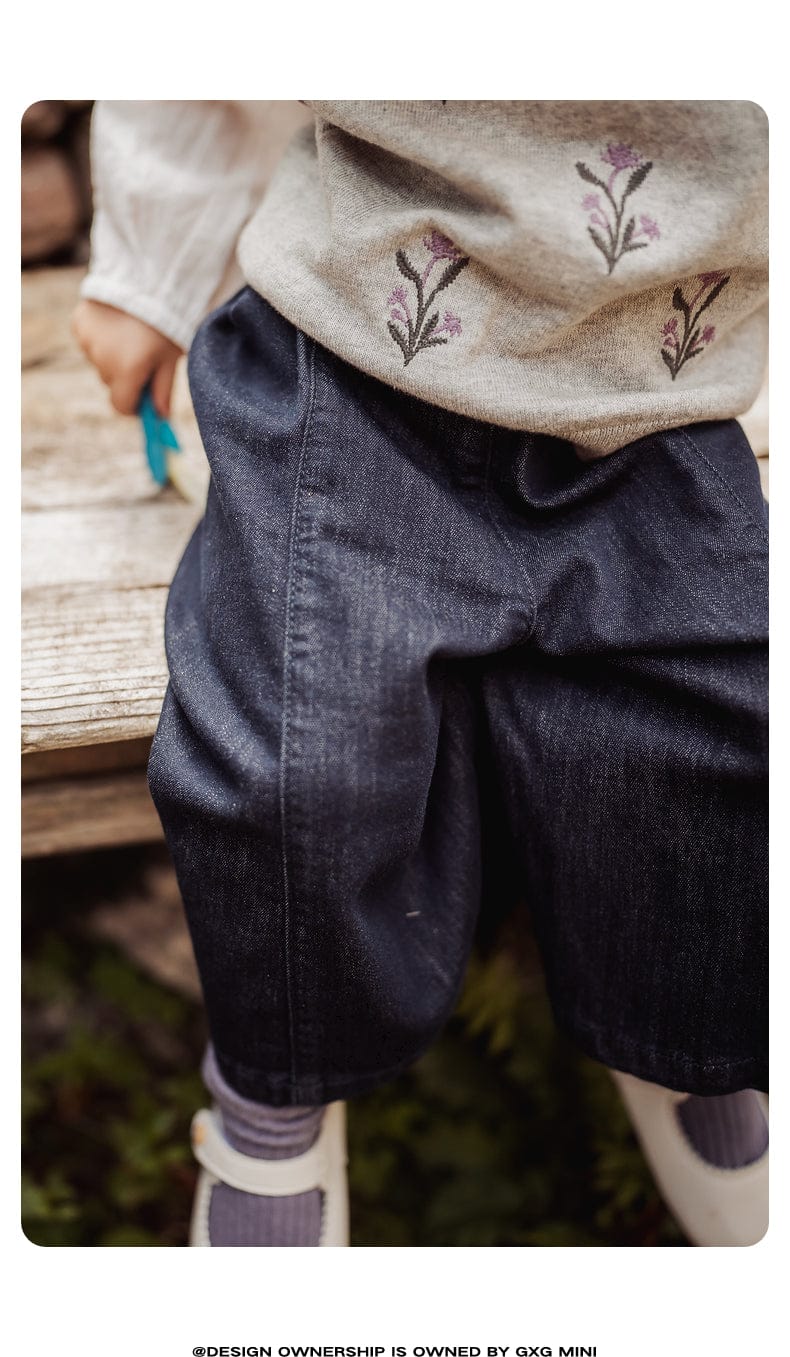 デニムパンツ ロングパンツ デニム素材 ストレート ゆるシルエット 無地 カジュアル【mh0011324】