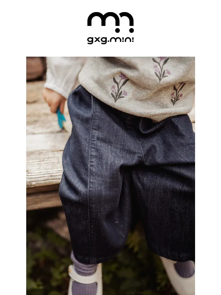 デニムパンツ ロングパンツ デニム素材 ストレート ゆるシルエット 無地 カジュアル【mh0011324】