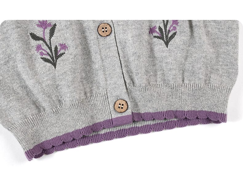 カーディガン・パーカー 長袖カーディガン 綿素材 刺繍 クルーネック フリル 北欧風【mh0011325】