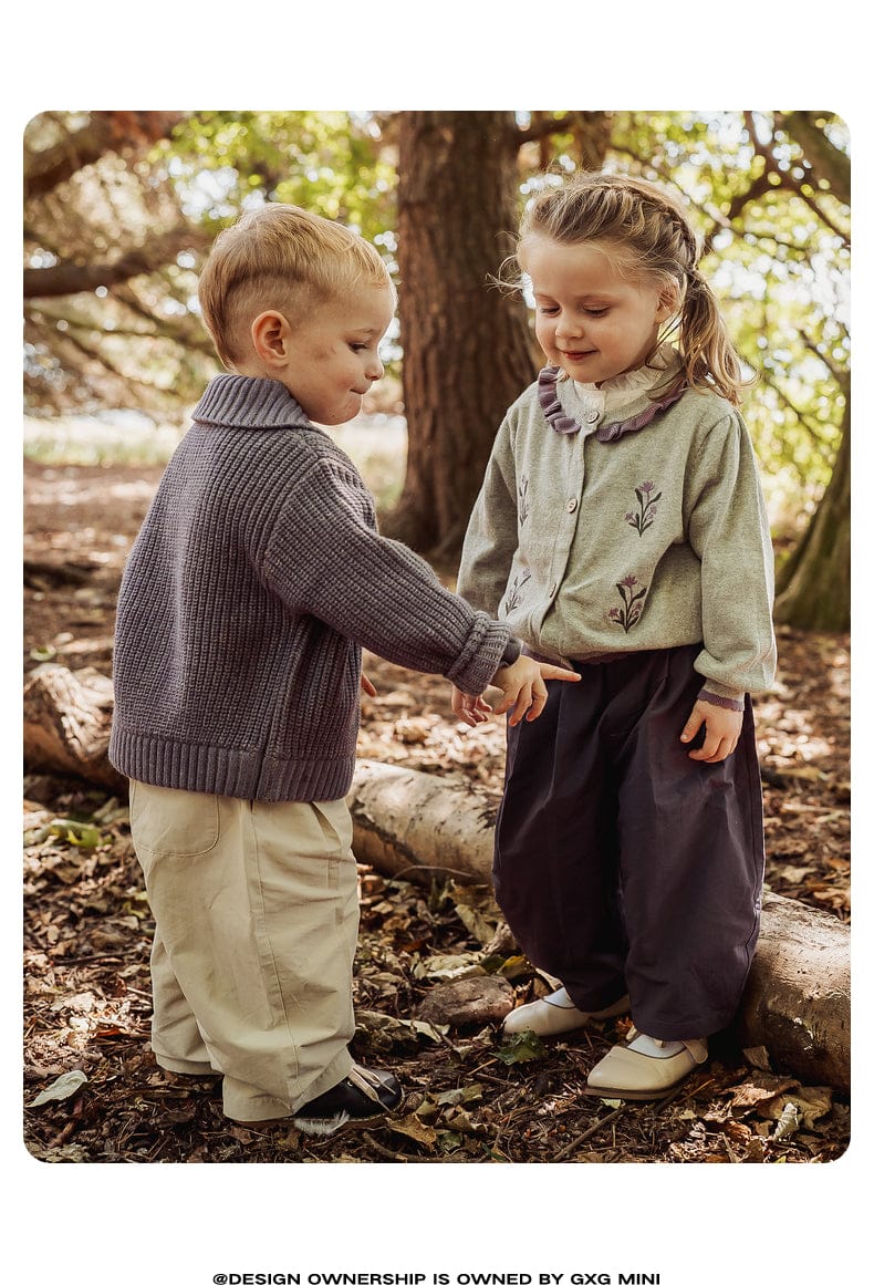 カーディガン・パーカー 長袖カーディガン 綿素材 刺繍 クルーネック フリル 北欧風【mh0011325】