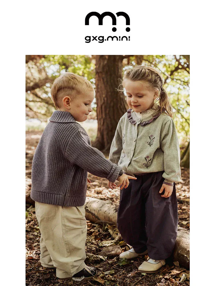 カーディガン・パーカー 長袖カーディガン 綿素材 刺繍 クルーネック フリル 北欧風【mh0011325】