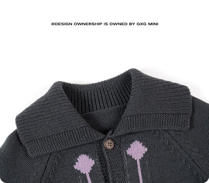 カーディガン・パーカー 長袖カーディガン ウール混紡 ビッグカラー レトロ アウター【mh0011328】