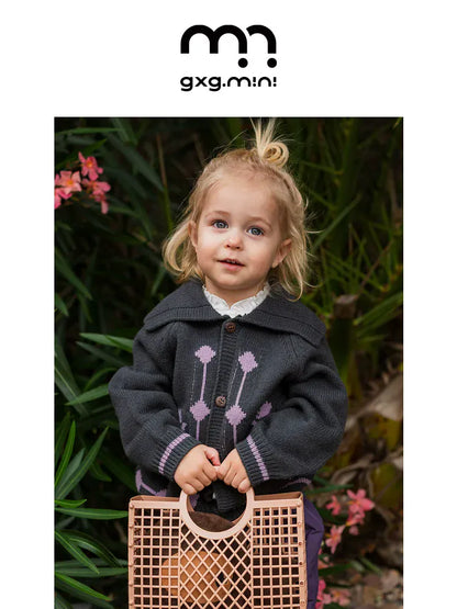 カーディガン・パーカー 長袖カーディガン ウール混紡 ビッグカラー レトロ アウター【mh0011328】