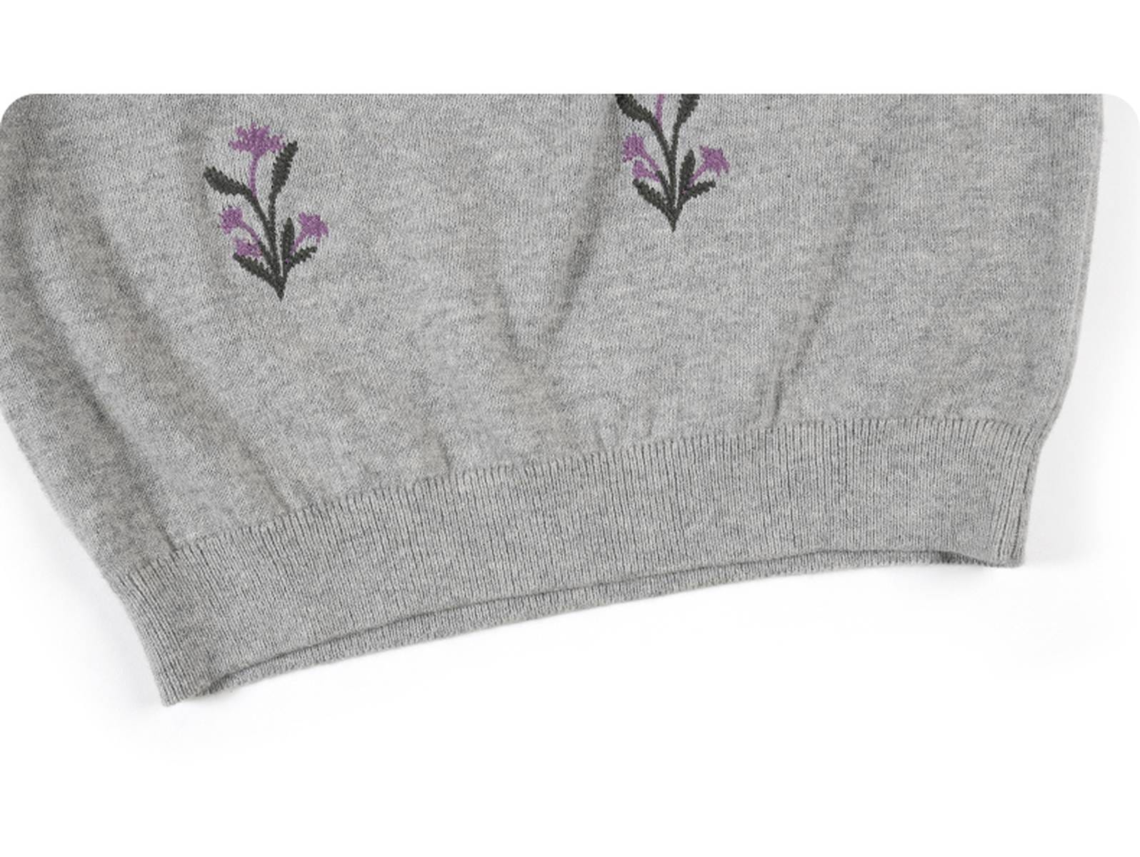 ベスト ニットベスト 刺繍デザイン 綿素材 クルーネック プルオーバー【mh0011331】