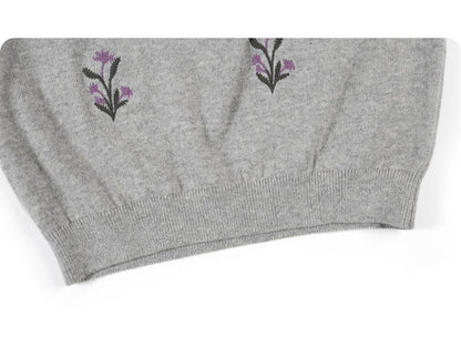 ベスト ニットベスト 刺繍デザイン 綿素材 クルーネック プルオーバー【mh0011331】