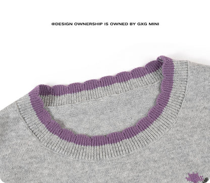 ベスト ニットベスト 刺繍デザイン 綿素材 クルーネック プルオーバー【mh0011331】