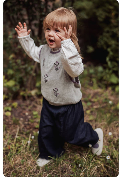 ベスト ニットベスト 刺繍デザイン 綿素材 クルーネック プルオーバー【mh0011331】