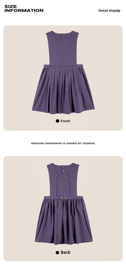 ノースリーブワンピース ジャンパースカート 無地 サロペットワンピース プリンセスライン【mh0011336】