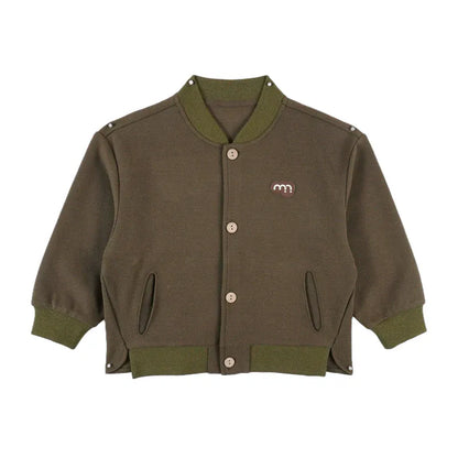 カーディガン・パーカー Olive / 90cm 長袖カーディガン ニット素材 スタンドカラー リブ袖 カジュアル【mh0011312】