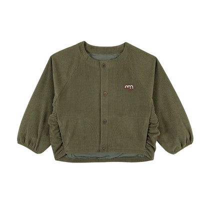 ショートコート・ジャケット・ジャンパー Olive / 90cm 長袖ジャケット コーデュロイ ノーカラー レトロ アウター【mh0011318】
