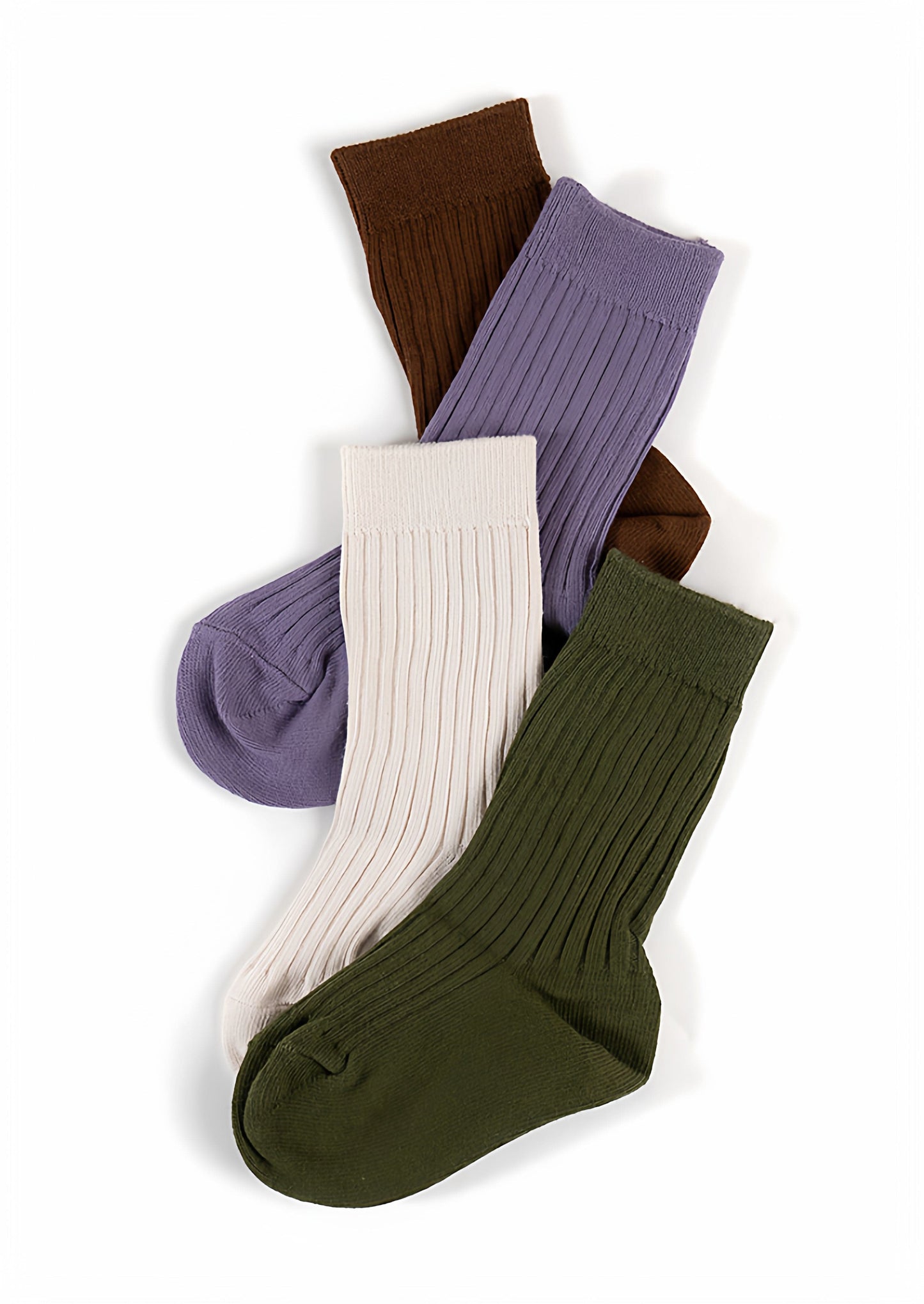 ベビー用靴下・タイツ One Size キッズソックス ミドル丈 リブ素材 ストレッチ 無地 カラーソックス 5足セット【mh0011321】