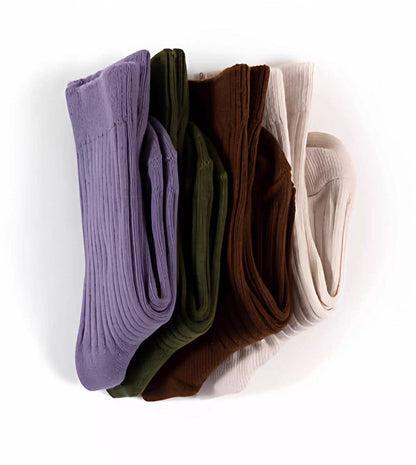 ベビー用靴下・タイツ One Size キッズソックス ミドル丈 リブ素材 ストレッチ 無地 カラーソックス 5足セット【mh0011321】