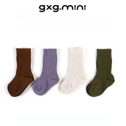 ベビー用靴下・タイツ One Size キッズソックス ミドル丈 リブ素材 ストレッチ 無地 カラーソックス 5足セット【mh0011321】